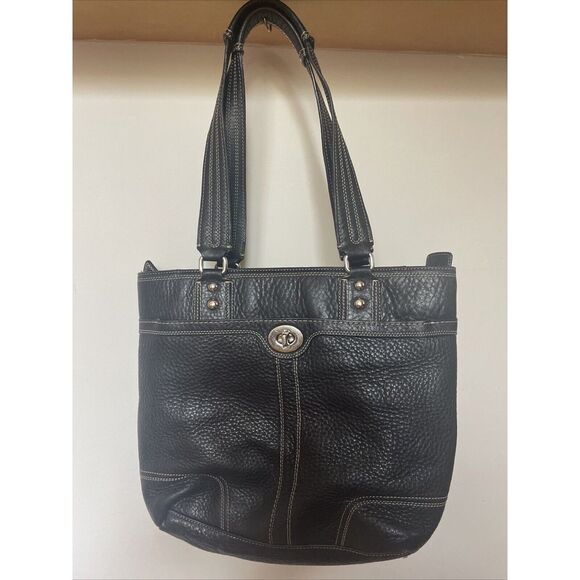 Coach Handbags - Vintage Coach Hamilton Black Pebbled Leather Shoulder‎ Tote Bag Medium